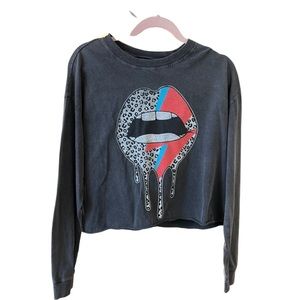 Zutter Lips graphic Long Sleeve crop top